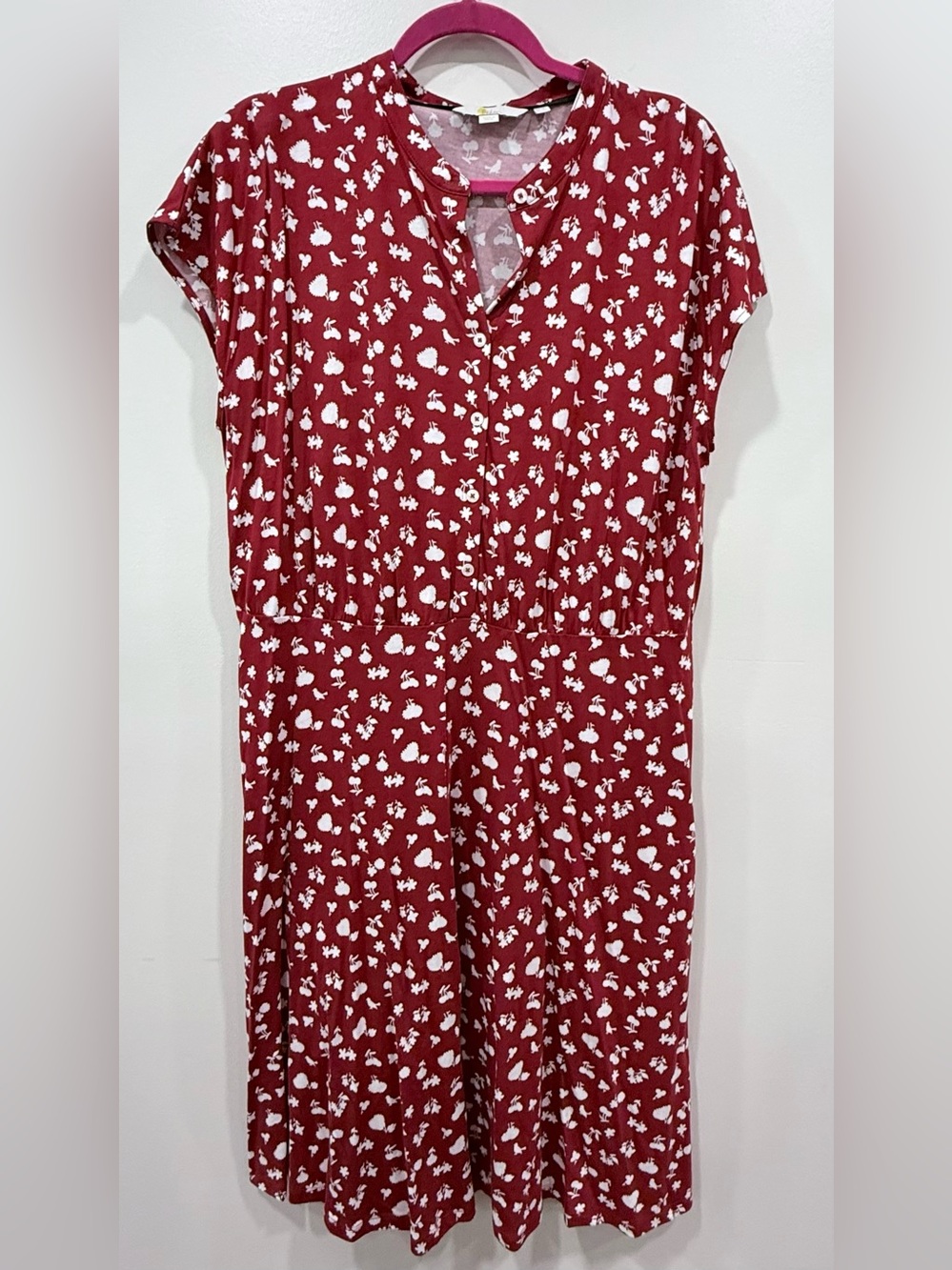Boden Flippy Jersey Red Floral Short-Sleeve A-Line Dress - Picture 6 of 7